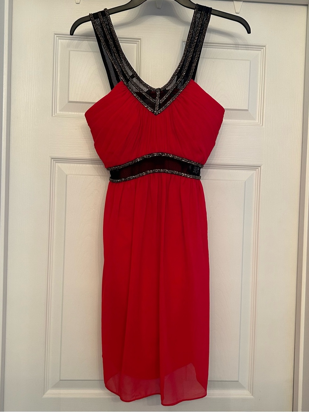 Gianni Bini Red Sleeveless Cocktail Dress with Black Trim Size S